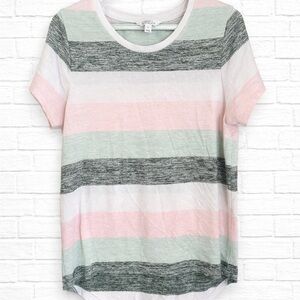 Market & Spruce Multicolor Striped Short Sleeve Tee
